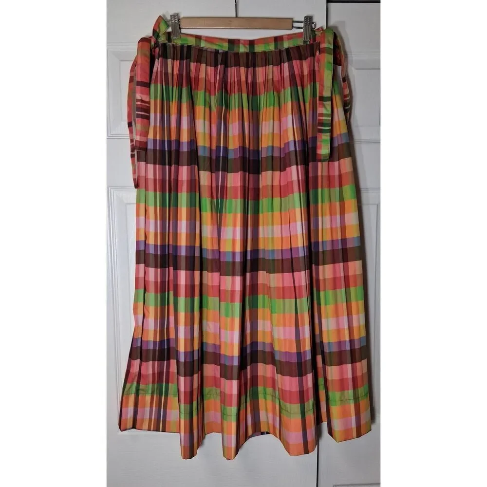 Womens large psychedelic handmade long maxi skirt orange green with pockets